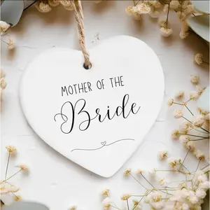 Mother of the Bride Wedding Day Ceramic Heart Ornament – A Beautiful Wedding Favour and Keepsake for the Special Day Box Gift