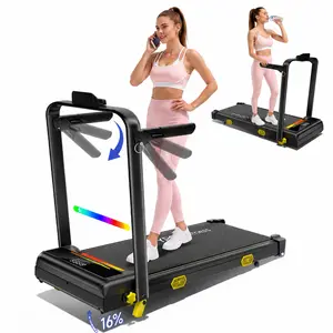 【Summerwins】YPOO Walking Pad Treadmill with Handrails - 16% Adjustable Incline for Glutes & Legs Activation,Dynamic RGB Lighting, Quiet Compact Home Treadmill, Safe Indoor Warm-Up & Daily Steps Gym Equipment, Treadmill Walking Pad