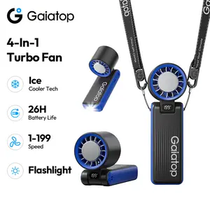 [6000mAh | 1-199 Speed] GAIATOP A232 Handheld Turbo Fan with Ice Cooler, Portable Personal Fan with LED Light, USB Rechargeable Travel Essentials for Camping & Outdoor Gift