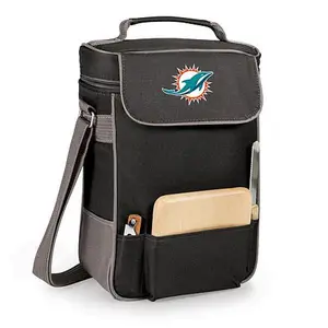 Football Fan Shop Picnic Time Duet Wine and Cheese Tote - Miami Dolphins