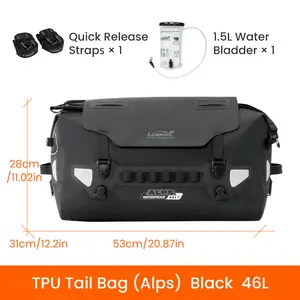 LOBOO Alps 46L Waterproof TPU Motorcycle Tail Bag – Black