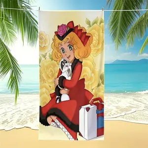 Candy Candy Retro Shoujo Manga Beach Towel, 30x59/39x59/59x79 Inch Sizes, Nostalgic 80s Anime Oversized Beach Blanket, Lightweight & Portable for Beach, Picnic & Camping, UV Protection for Anime Fans & Adults