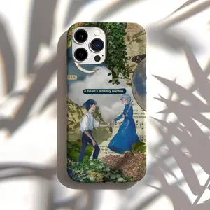 Studio Ghibli Inspired Phone Case | Howl’s Moving Castle Collage Design | Matte Tough Cover Featuring Sophie, Howl & Calcifer | Artistic iPhone Protective Case