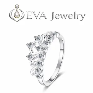 [EVA Jewelry] Crown Band 925 Sterling Silver Synthetic Moissanite Ring