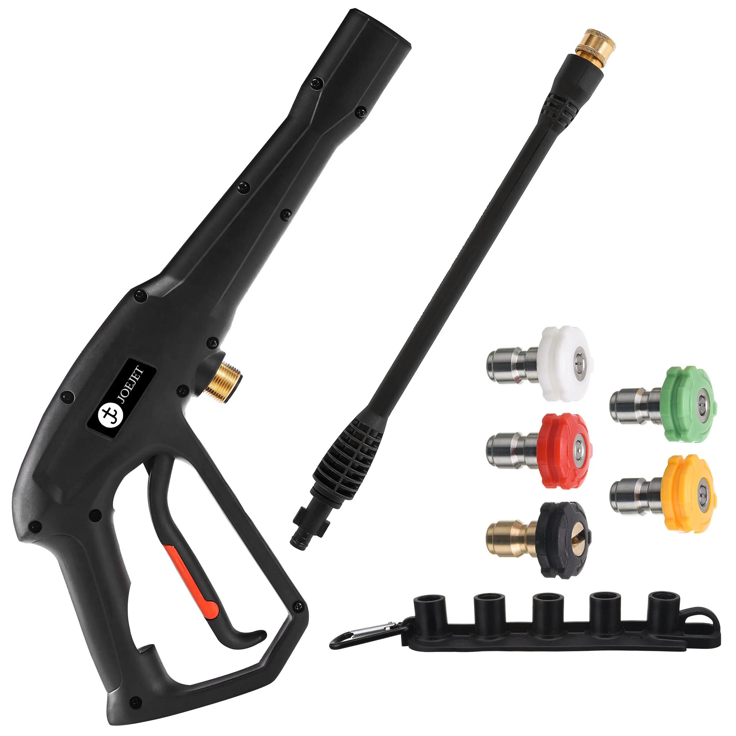 JOEJET 1500 PSI High Pressure Washer Replacement Handheld Spray Tool with Jet Wand, 5 Nozzle Tips, 14mm Multi-Angle Jets, 140°F Tolerance, Increasing Cleaning Distance, Cars Accessories, Compatible with Select Karcher, Ryobi, Powerstroke Electric Models,