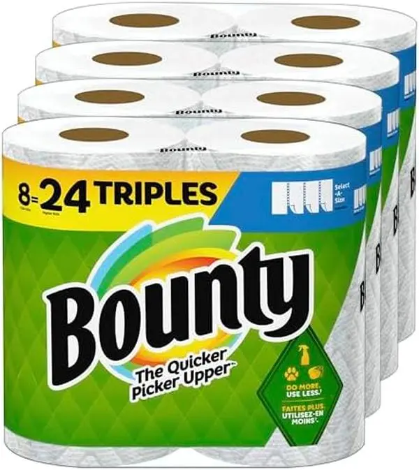 Bounty Select-A-Size Paper Towels, White, 8 Triple Rolls = 24 Regular Rolls Pack