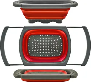 Colander Collapsible, Over The Sink Veggies/Fruit 6-Quart Strainers and Colanders with Extendable Handles, Folding Strainer for Kitchen
