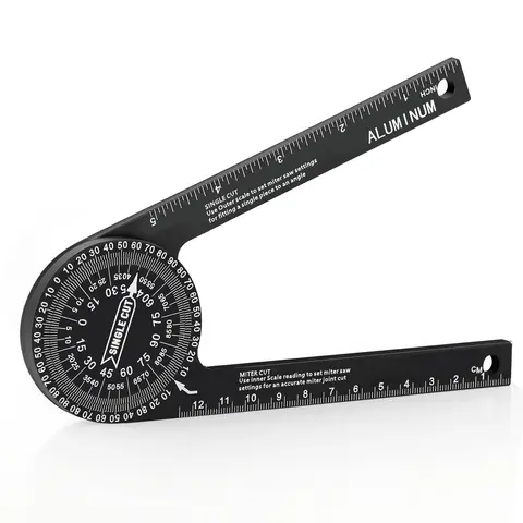 Aluminum Miter Saw Protractor | 7-Inch Rust Proof Angle Finder Featuring Precision Laser Engraved Scales Professional Miter Saw Protractor with Measuring Rulers for Angle Finder Carpentry, Crown Molding Tool & Baseboard building trade men dealsforyoudays