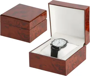Wooden Single Watch Gift Box with Pillow, Wood Wristwatch Wrist Watch Case Storage Box for Christmas, Birthdays, Anniversary (Wood Color A) BAOPEND