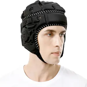 Anti-Collision Goalkeeper Helmet Soft Sponge Protective Headgear Adult Sports Safety Hat for Rugby Football Soccer Goalie Training Breathable Shock Absorption Head Cover Protective Equipment