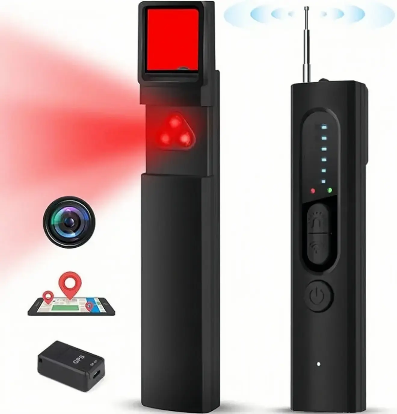 Hidden Camera Detector, Anti-Spy Detector, Bug Detector Electronic Sweeper, GPS Tracker Detector, RF Signal Detector, 5 Levels Adjustable Sensitivity Wireless Hidden Devices Finder 30H Working Time Security