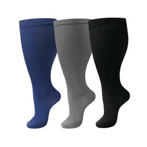 20-30 mmHg Unisex Compression Socks - 3 Pairs Wide Calf Knee High Work Travel