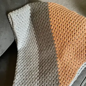 Handmade Cozy Fall Crochet Throw Blanket Striped 50”x50”