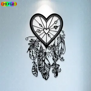 1pc Heart Dreamcatcher Metal Wall Art, Exquisite Heart Dreamcatcher Statue Mural, Ideal Gift for Valentine's Day, Wedding, Heart Decor Enthusiasts, Perfect for Bedroom Wall & Garden Fence, Charming Home Accent