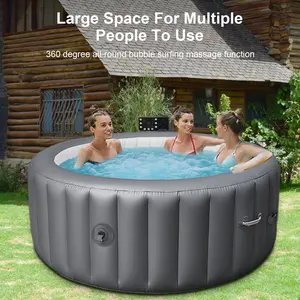 B&Y Spa Hot Tub portable inflatable hot tub 140 bubbling jets for 4-6 people with LED light Pool Modern