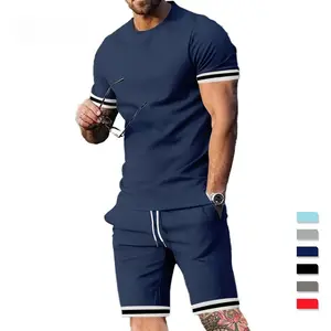 Summer Men's Short Sleeve T-Shirt Crew Neck Set Sports Men's Casual Shorts Two-piece Set Men's