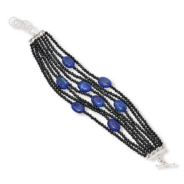 Colleen Lopez Black Spinel and Lapis 8-Row Layered Bracelet
