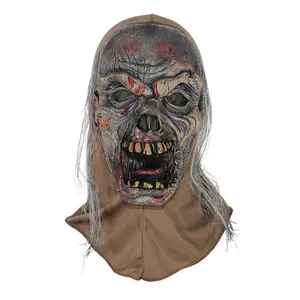 Unisex Adult Halloween Scary Soft Latex Mask - Realistic Zombie Design, Bloodshot Eyes, Prominent Teeth, Durable Silicone, No Electricity Needed, Cosplay & Themed Event Party Wear Accessory, Festive , Accessories Old Man Mask Skeleton Mask