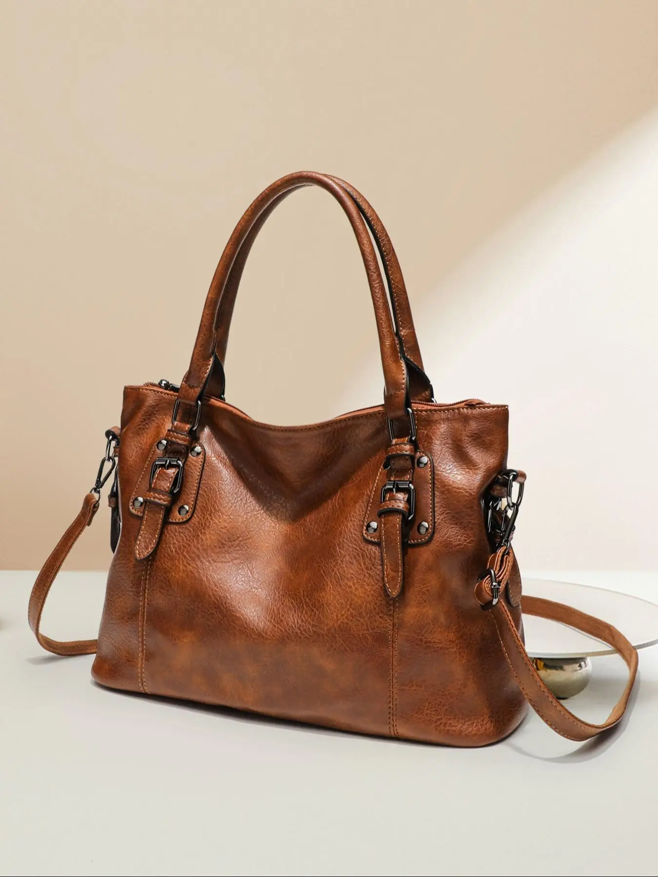 Women's Business Minimalist Plain Color Large Handbag, Luxury Designer Handbags, Vintage Trendy Large Capacity Crossbody Bag, Chic All-match Daily Com