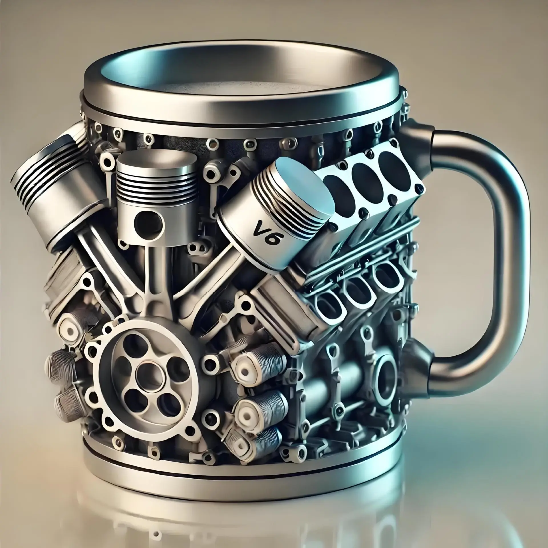 V6/V8 Engines Mug - Unique Car Engine Style with Insulated Grip, Creative Coffee Cup, Coffee Mugs for Home Use, Perfect Birthday Gift for Car Enthusiasts & Mechanics (Living Room Decor)