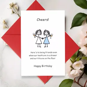 Best Friend Birthday Card / Bestie Birthday Card -Funny - Handmade - Teeth:)