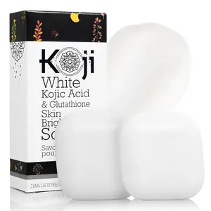 FLASH SALE - Koji White Kojic Acid & Glutathione Skin Brightening Soap for Body & Face Exfoliating, Hydrating and Cleansing Bar for Reduce the Appearance of Fine Lines and Wrinkles, Vegan, 2.82 oz (2 Bars)