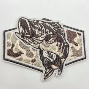 Camo Fishing Embroidered HAT/POCKET Patch