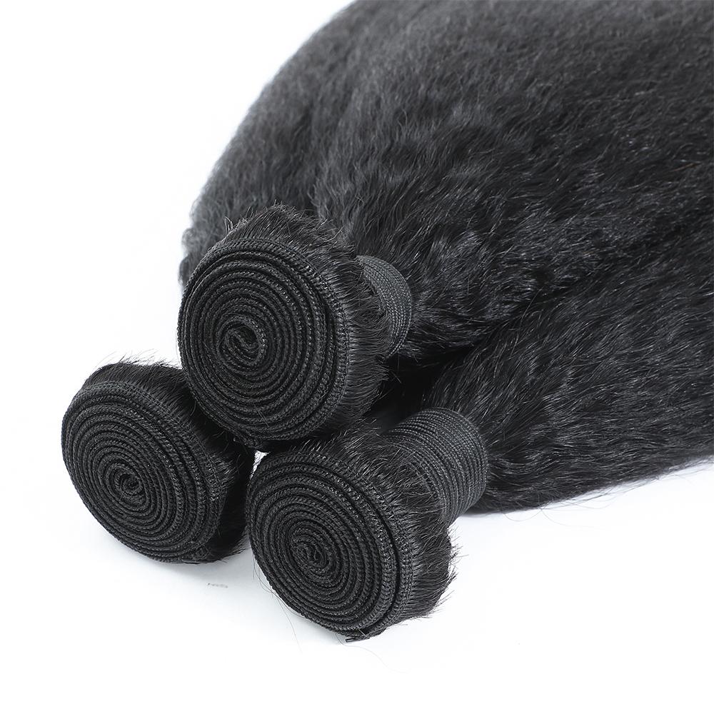 BINF Kinky Straight Bundles Human Hair 1/3/4 Bundles Brazilian Unprocessed Virgin Kinky Straight Hair Extensions Natural Black Color