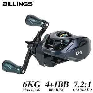 BILLINGS DX Series 7.2:1 Gear Ratio 13LB Max Drag Baitcasting Reel, 4+1 Ball Bearings,Fishing Reel for Freshwater Saltwater, Outdoor Fishing Accessories, Fishing Supplies, Fishing Gear Set