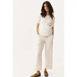 H&M MAMA Linen-blend drawstring trousers