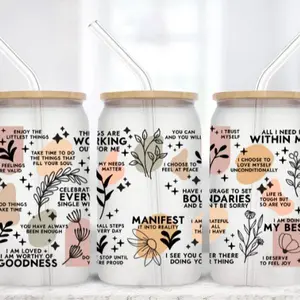 Daily Reminders/Affirmations 16 oz Glass Tumbler Drinkware