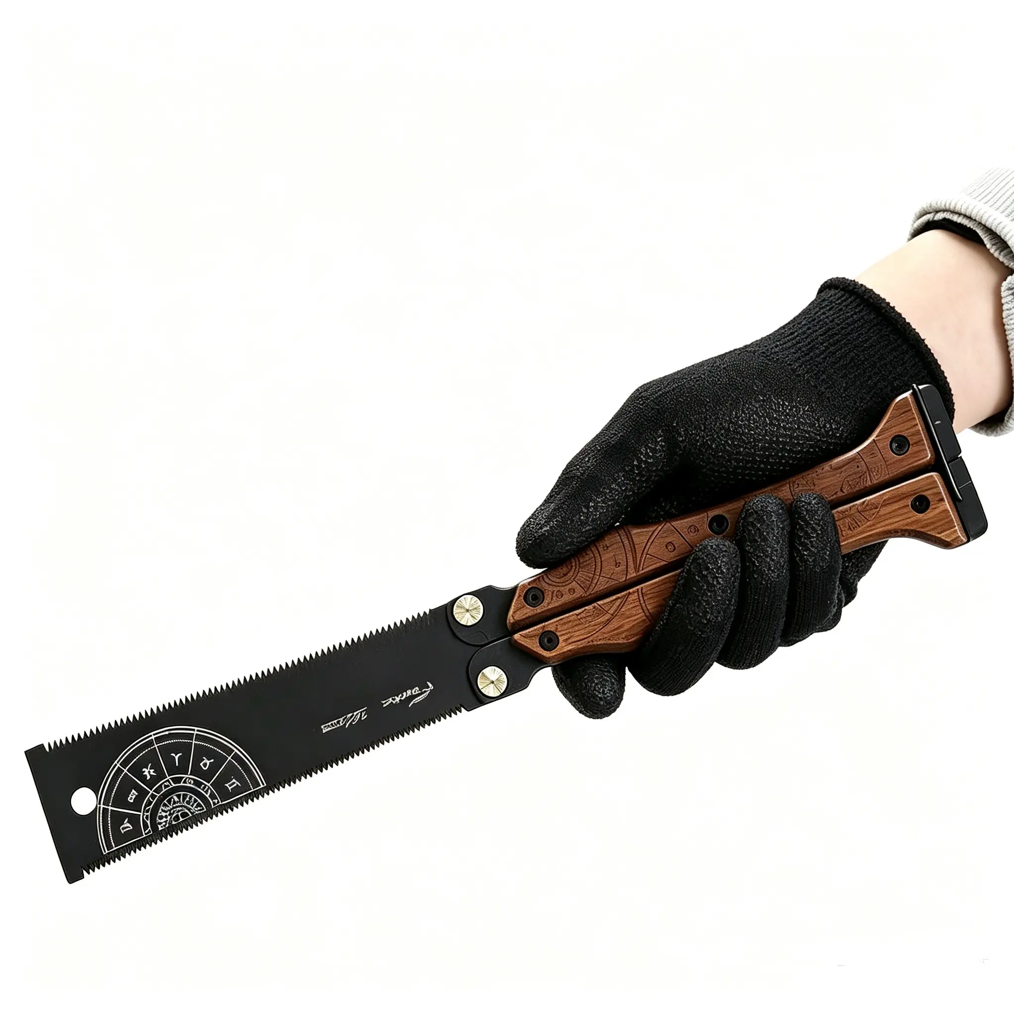 Folding Saw with Walnut Handle, Zodiac Engraved,SK85 Steel Pruning Saw for Camping, Wood Cutting,DIY Enthusiasts , Branch Trimming,and EDC