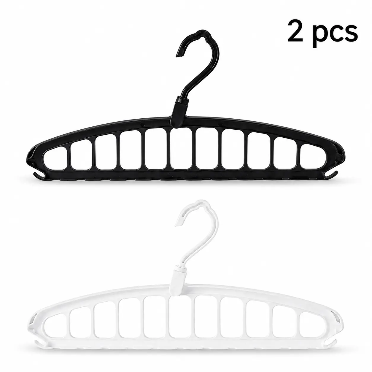 2 Pcs Anti-Slip 360° Rotatable 11-Hole Magic Clothes Hangers - Space-Saving Multi-Purpose Closet Organizers, Vertical & Horizontal Dual-Use Wardrobe Storage Racks for Home Dorm