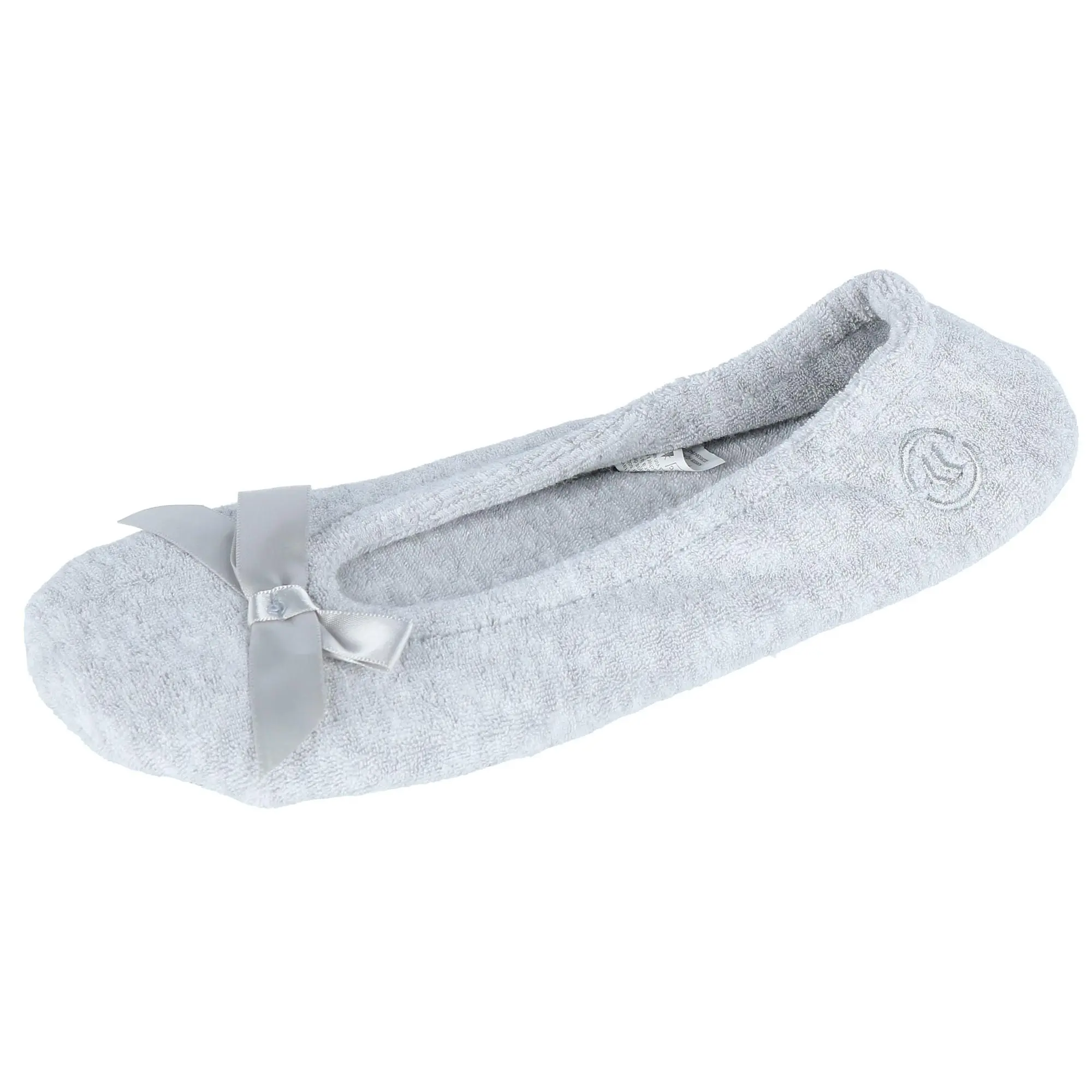 Isotoner Women's Terry Classic Ballerina Slippers - Women's Casual Flat Footwear, Comfortable Terry Shoe, Easy-Slide Design