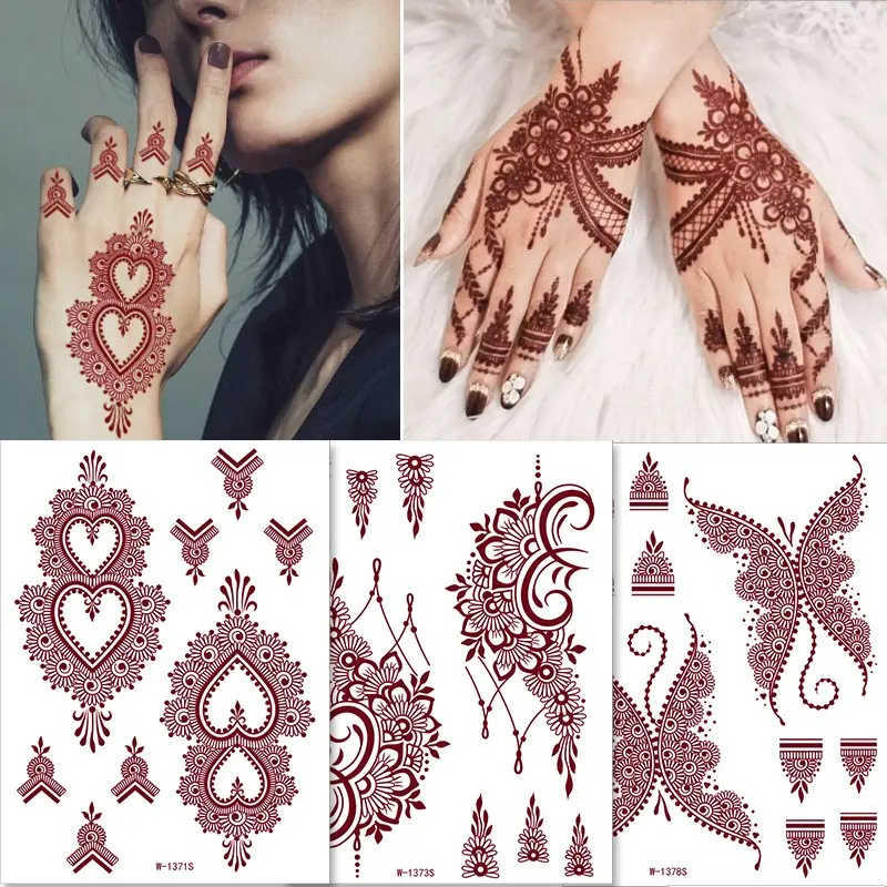 Waterproof Lace Temporary Tattoo Stickers, Henna Style Non-Irritating, Precise Lace Pattern for Hand and Foot Curves, Henna Designs