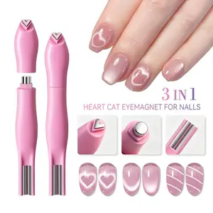 3 In 1 Nail Magnet Tool Upgraded Pink Heart Cat Eye Magnet Stick For 3d Gel Polish Nail Art Salon Studio Home Christmas Gifts