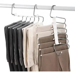 Pant Hangers Space Saving Jean Hangers -No Wrinkle Clothes Hanger - Closet Organizer and Storage, College Dorm Room Essentials Apartment Must Have - 1 Pack