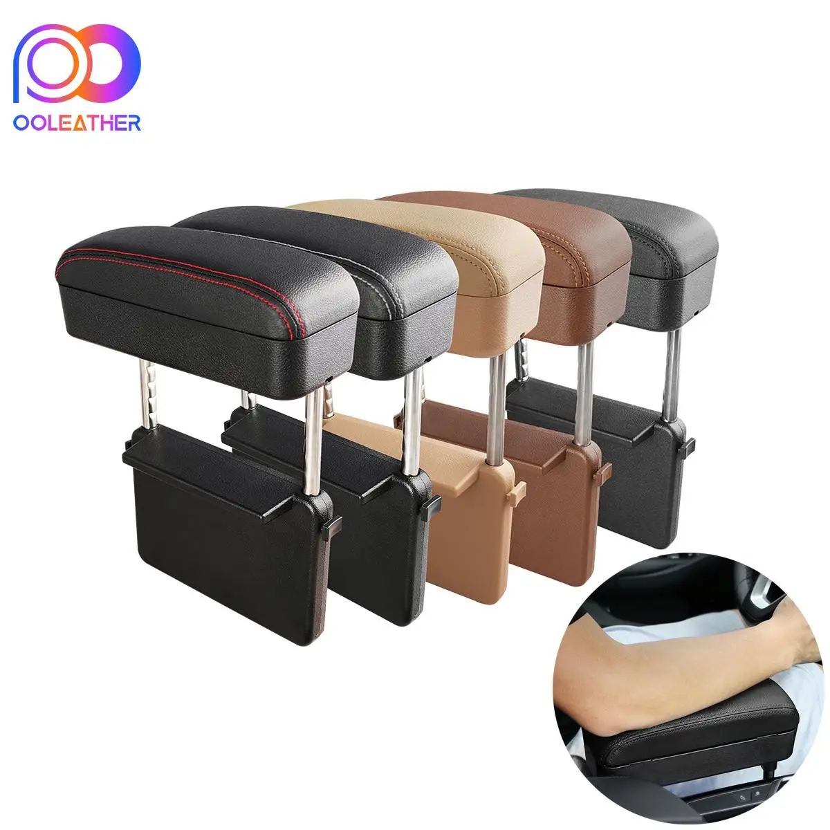 Car Armrest Support, Car Elbow Rest Pad, Universal PU Leather Car Armrest Extender with Storage Box, Console Storage Organizer, Car Interior Accessori
