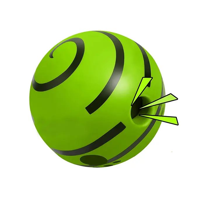 5.5x5.5x5.5 Inches Green Dog Interactive Training Ball Toy, All-Seasons Pet Accessory with Sound Maker, Engaging and Entertaining Giggle Sounds to Stimulate Active Senses When Rolled or Shaken