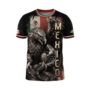 Mexico Usa Flag Eagle Serpent Aztec Cultural Soccer Jersey, Fitted Casual Wear for All Seasons, Animal Print Tribal Heritage Design, Mexico Jersey for Men Women Youth And Kids, All-Over Print Soccer Jersey