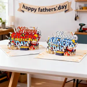 Father's Day Pop Up Card, 3D Handyman Tool Design Greeting Card for Dad Husband Grandpa, Unique Fathers Day Birthday Gift for Him, Premium Keepsake Card