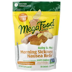 MegaFood Baby & Me2®, Morning Sickness Nausea Relief, Honey Lemon Ginger, 30 Chews