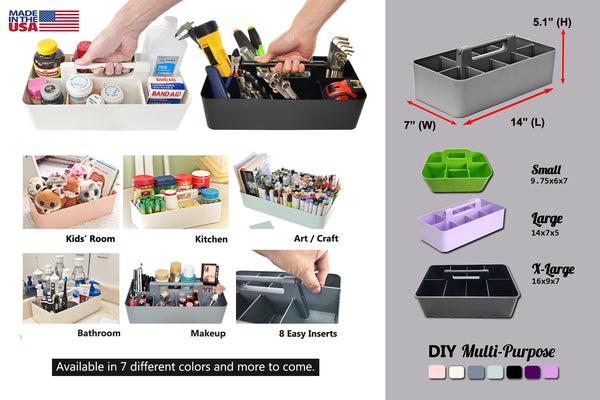 Enjoy Organizer -Portable Caddy Organizer -2 Stackable Plastic Caddy with Handle | Desk, Makeup, Dorm Caddy, Classroom Art Organizers (Made In Usa)  Cabinet Household Laundry Pack