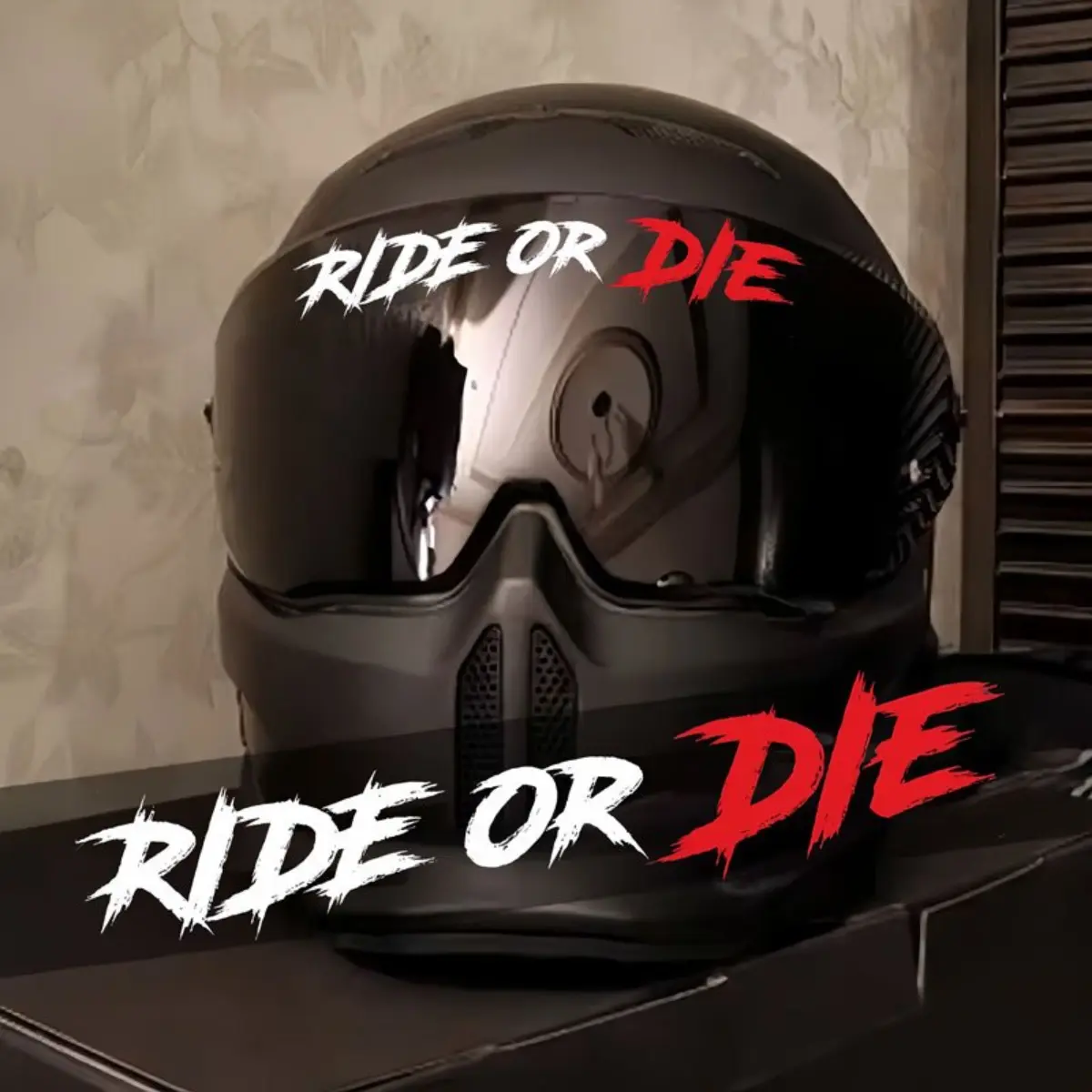 Ride or Die Motorcycle Helmet Decal, Waterproof Vinyl Sticker, & Lettering, Matte Finish, Self-Adhesive, Vibrant Colors, Sticker Decals, Motorcycle Helmet Stickers