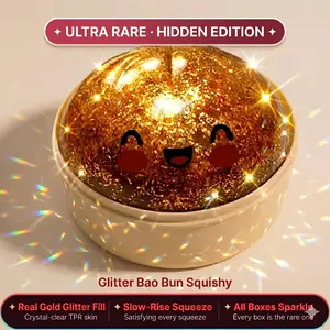 Viral Dumpling Squishy Mystery Blind Box ULTRA RARE Gold Glitter Hidden Edition | Dumpling Squishies Slow Rise Stress Relief Fidget Toy Soft TPR Squeeze Ball Sensory ASMR Gift Butter Hand Toy Collectible Hype Slow Rising Squishy Toy Gift FYP