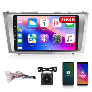 2+64G for Toyota Camry 2006-2011 Car Radio with Wireless Carplay/Android Auto,Android Car Stereo 9 Inch Touch Screen GPS,26UI,WiFi,Bluetooth,FM/RDS,EQ,Mirror Link,SWC+ Backup Camera&Mic