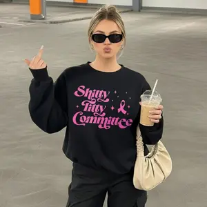 Shitty Titty Committee T-Shirt, Breast Cancer Awareness Sweatshirt, Ribbon Long Sleeve T-Shirt, Funny Cancer Fighter, Survivor, Gift, Comfortable Stretch, Moves with You, Classic Fashion, Fits Every Occasion