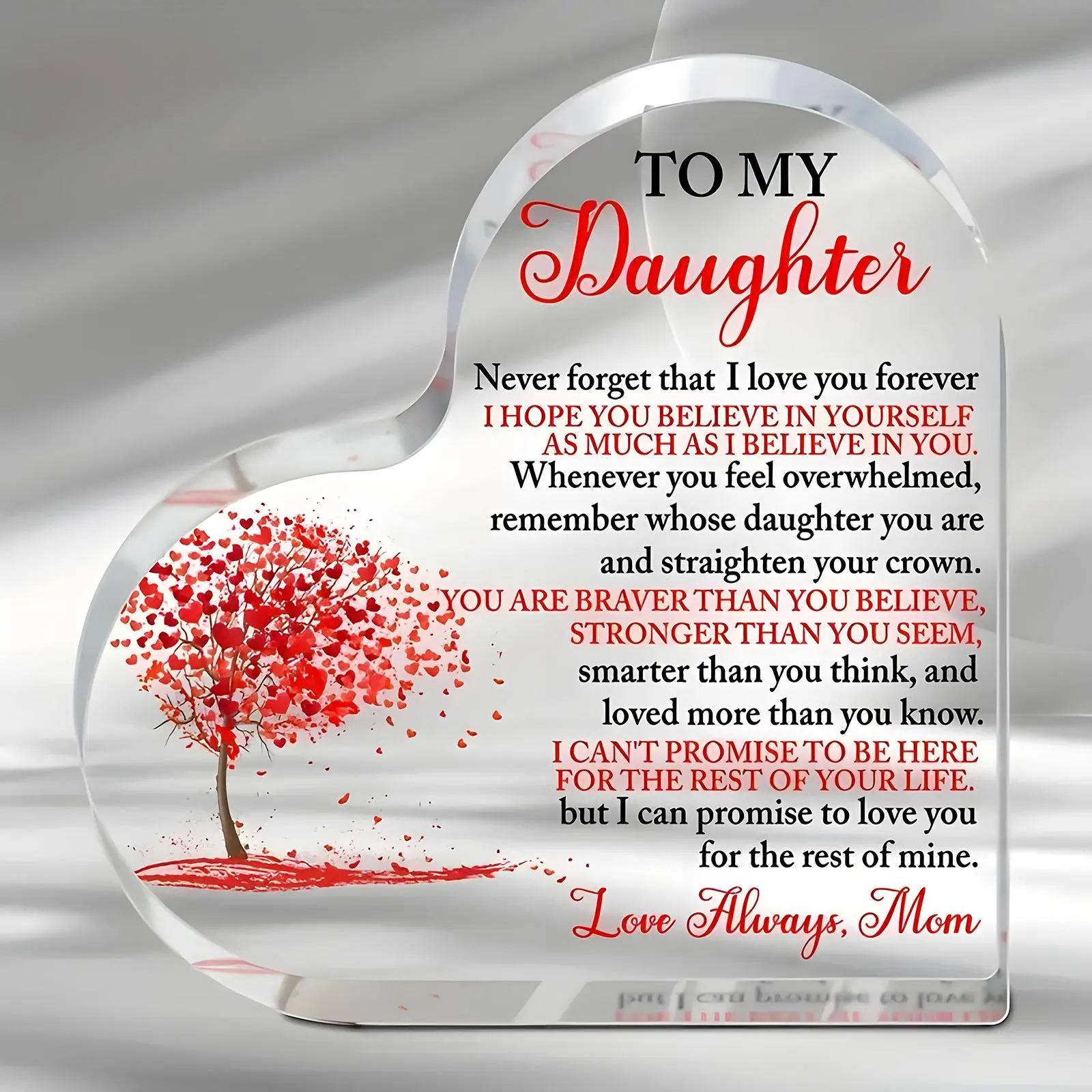 Heart Shaped Acrylic Decorations, Creative Gift for Daughter, Unique Gift From Mom To Daughter, Home Decor, Novelty Desk Decor, Desktop Ornament, Room Decor, Decorative Plaque, Acrylic Plaque Sign
