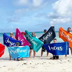 Personalized Beach Towel Custom Name Quick Dry Absorbent Microfiber Beach Pool Outdoor Summer Gift italy  towel checkerboard pattern bath towel set Hand Cotton 1-Bubblegum