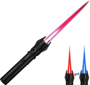 (Gas Not Included)Torch Lighter, Bright Fire Lighter with Safety Lock and Adjustable Red/Blue Flame, Refillable Butane Gas Windproof Jet Flame Cool Lighters, for Candles Campfires BBQ Baking, Camping, Gift